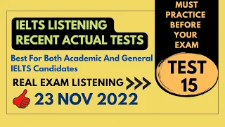 Ielts Listening Practice Test With Answers | TEST 15 | 23.11.2022 | Hotel Reservation