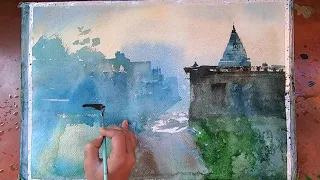 How to paint watercolor painting without drawing | Prashant Sarkar.