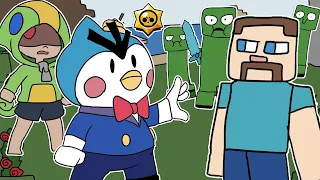 MINECRAFT IN BRAWL STARS ANIMATION - STEVE & BRAWLERS (Parody)