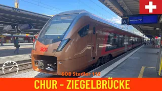 Cab ride Chur - Ziegelbrücke / train drivers view in Switzerland in 4K (August 2022)