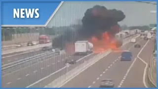 Bologna explosion: CCTV of the crash