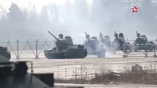 T 34 Tanks Arrive in Moscow to Prepare for Victory Day Parade