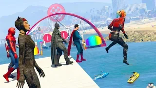 Superheroes THE AWESOME EVENT - EXTREME OBSTACLE RACES (GTA 5 Funny Superhero Contest)