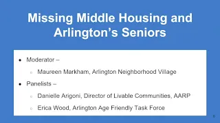 Missing Middle Housing and Arlington's Seniors Webinar