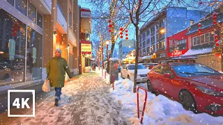 Snowy Walk in Vancouver Chinatown❄️Winter 2024【4K HDR】BC Canada (Sounds Of Snowfall)