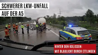 Schlechte Rettungsgasse bei LKW-Unfall auf der A5 | Mit Blaulicht durch Ettlingen | Folge 1 – ER24