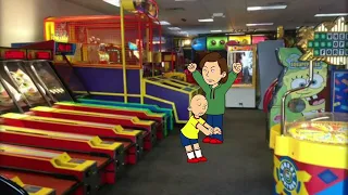 Caillou sneaks out to go to Chuck e Cheese's/grounded/beaten up