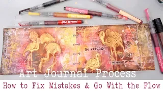 BEGINNERS ART JOURNAL PROCESS- How start an Art Journal  Page? and Fix Mistakes in Mixed Media