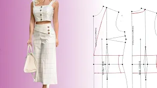 COMO FAZER CONJUNTO DE CALÇA E CROPPED ALFAIATARIA (#seulooknamco - Interpretação de modelo e molde)