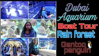 Dubai Aquarium &Under water zoo| Boat Tour|Rain forest |Shark Walker |scuba dive |Penguin Cove