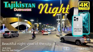 4 k Dushanbe Tajikistan 2024 Ночной вид г. Душанбе, Beautiful night view of the city. Said Saidov