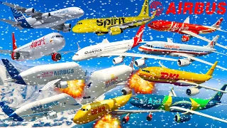 GTA V Every Airbus Airplanes Winter Snowy Best Extreme Longer Crash and Fail Compilation (60FPS)