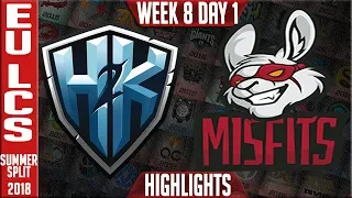 H2K vs MSF Highlights  | EU LCS Summer 2018 Week 8 Day 1 | H2K vs Misfits