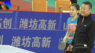 Liu Shiwen backhand training with coach Ma Lin