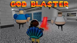 ITEM Review GOD BLASTER fun in GREAT SCHOOL BREAKOUT! and BARRY'S PRISON RUN! (First Person Obby!)