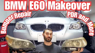 BMW E60 Headlight Restoration, Bumper Repair, PDR and More!