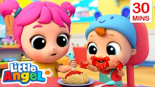 YUM YUM Eat Spaghetti! | Learning Good Manners | Little Angel Loops and Kids Songs