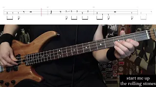 Start Me Up by The Rolling Stones - Bass Cover with Tabs Play-Along