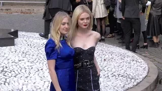 Dakota Fanning, her sister Elle and more arriving for the Miu Miu Ready to Wear Fashion Show