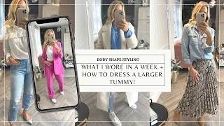 What I wore in a week with variations for all body shapes including how to disguise a larger stomach