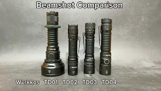 Wurkkos TD01 vs TD02 vs TD03 vs TD04 - Beamshots Comparison at Abandoned House 30 meters