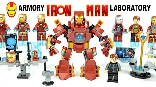 Iron Man Suit of Armors w/ Mini-Builds & Laboratory plus Build a Mechanical Suit Unofficial LEGO Set