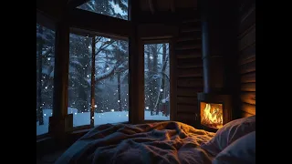 #treehouse #snowstorm #fireplace #asmr