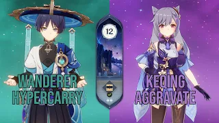 Wanderer Hypercarry & Keqing Aggravate | NEW Spiral Abyss 4.1 Floor 12 | Full Star Clear