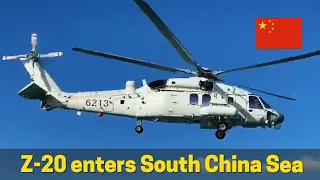 Chinese newest helicopter Z-20 close contact with civilian boat in South China Sea, latest video