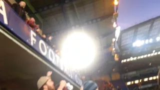 Bradford City fans going crazy at Stamford Bridge