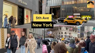 🇺🇸4K 5th Ave, New York City Virtual Walking City Tour. Fall time in NYC!