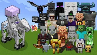 Skeleton Horseman vs All Mobs in Minecraft - Skeleton Trap vs All Mobs