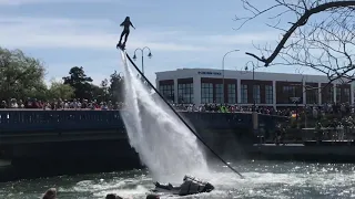 Flyboard World Champion Gemma Weston. Kaiapoi River. NZ.