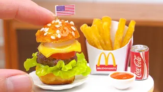 How To Make Miniature McDonald's Burger & Fries 🍔🍟 | ASMR Miniature Cooking Food #1