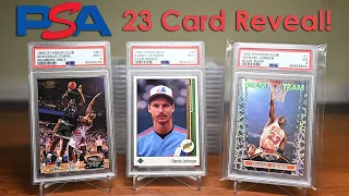 23 Card PSA Reveal! Junk Wax Basketball and Baseball! Jordan! Shaq! Randy Johnson! Cal Ripken Jr.!