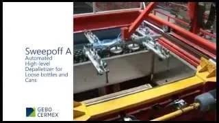 Automated high-level depalletizer for loose bottles and cans: Sweepoff A