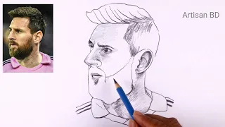 Realistic Portrait Leo Messi | How To Draw Step By Step Pencil Sketch | Messi Inter Miami #messi