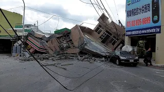 ТРУСОНУЛО! Тайвань: наслідки землетрусу! Collapsed building near the epicentre of quake in Taiwan