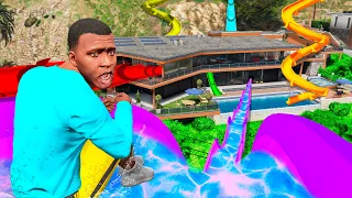 CONSTRUÍ UM ESCORREGADOR NA CASA DO FRANKLIN NO GTA 5