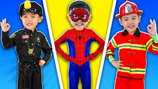 City Hero Policeman - Spiderman and Firefighter Help - Police Chase Songs & Kids Songs