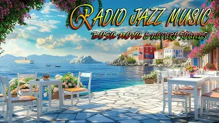 Happy Bossa Nova Jazz Music🎷 Ocean Wave Sounds at Outdoor Seaside Cafe Ambience for Relax, Work 🌊