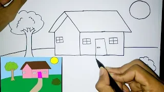 Cara Mudah Menggambar Rumah Untuk Pemula | Drawing House for beginners