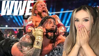 Girl Watches WWE - Holy Sh- Moments REACTION!!!