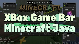 XBox Game Bar with Minecraft Java on Windows 10