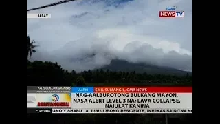 BT: Nag-aalburotong Bulkang Mayon, nasa alert level 3 na; lava collapse, naiulat kanina