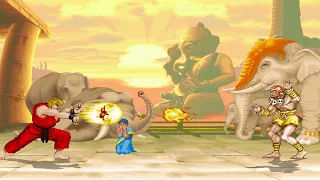 Ken Masters asks Dhalsim to teach him Yoga techniques but he refuses, so they fight to the death.