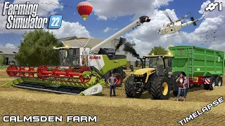 FARM tour and big WHEAT and BARLEY harvest 🌾🚜🚨 | Calmsden Farm | Farming Simulator 22 | Episode 1