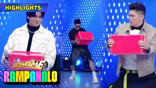 Miguel, Vhong, and Ion performs a dance routine using the box in Rampanalo | It's Showtime Rampanalo