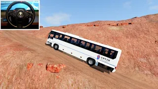 Dangerous Road Old Bus High Speed Driving BeamNG Drive ||Steering Wheel Gameplay