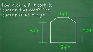 Calculate the cost to carpet this room. The cost of the carpet is $3.75. Use Your Math Skills for $!